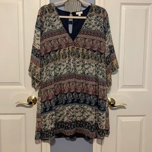 Bohemian style dress with sheer 3/4 sleeves